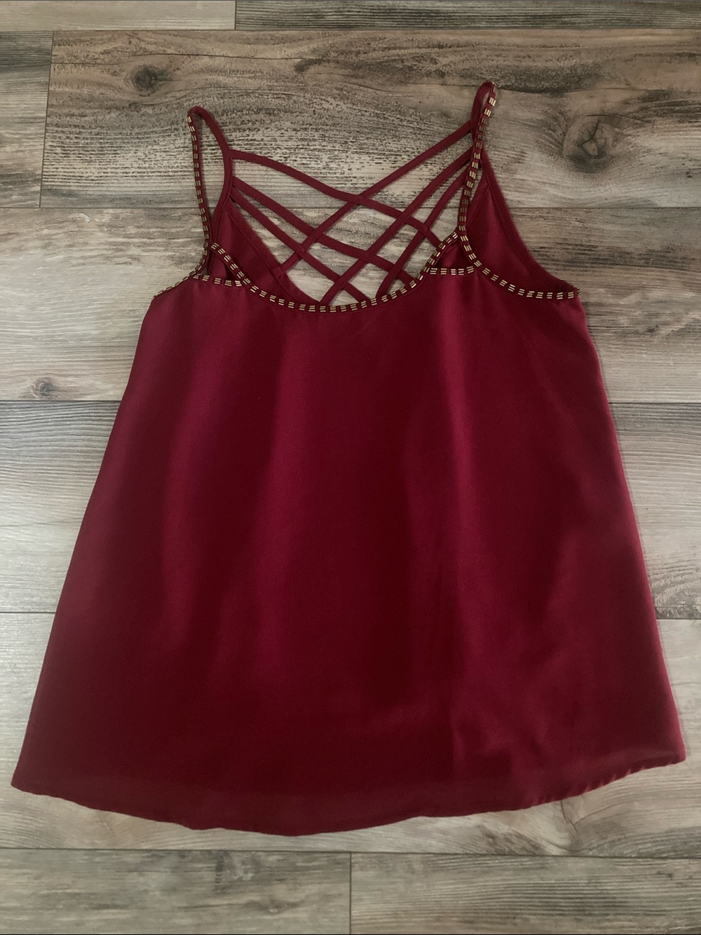 Forever 21 Contemporary Wine Gold Strappy Top Size M